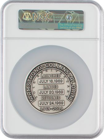 Lot #7277 Apollo 11 Robbins Medal Restrike Signed by Michael Collins - NGC MS 70 - Image 2