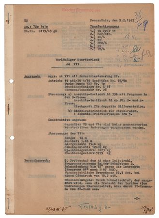 Lot #7572 Wernher von Braun Signed V-2 Rocket Report - Image 1