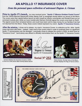 Lot #7544 Gene Cernan's Crew-Signed Apollo 17 Anniversary Cover - Image 1