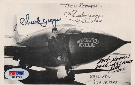 Lot #7816 Chuck Yeager and Bob Hoover Signed Photograph - Image 1