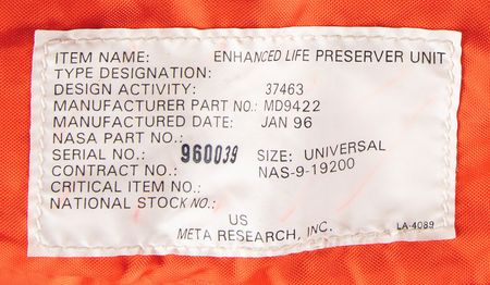 Lot #7673 Space Shuttle Enhanced Life Preserver Unit - Image 3
