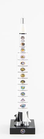 Lot #7143 Apollo Saturn V Rocket Lucite Model with Apollo CSM Segments (Attested as Flown) and a Lunar Meteorite NWA 11303 Segment - Image 1