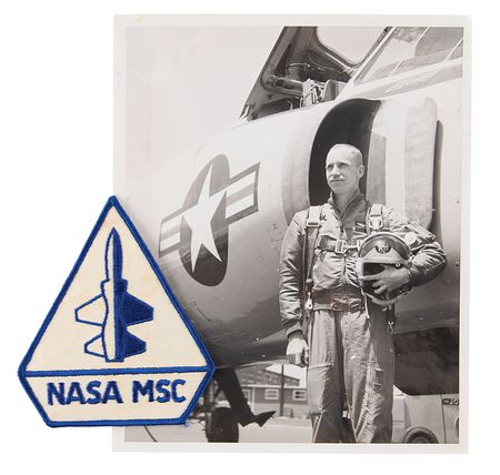 Lot #7443 Al Worden's NASA MSC T-38 Patch and Photograph - Image 1