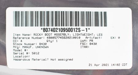 Lot #7650 STS-129 LES Boot Assembly, Lightweight (Issued as Flight Ready) - Image 3