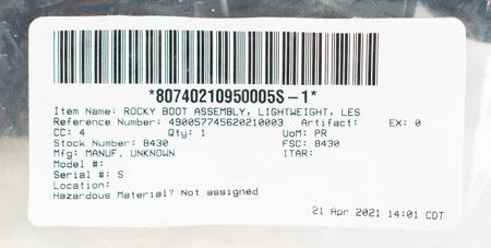 Lot #7649 STS-128 LES Boot Assembly, Lightweight (Issued as Flight Ready) - Image 8