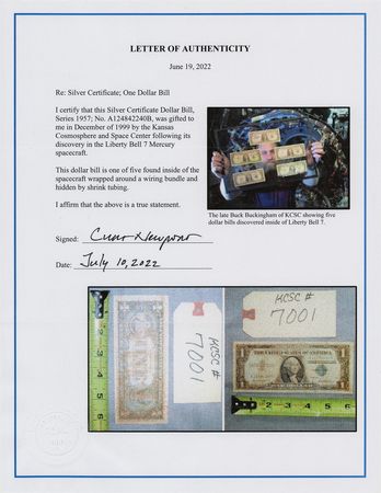 Lot #7004 Liberty Bell 7 Flown One-Dollar Bill - From the Collection of Curt Newport - Image 5