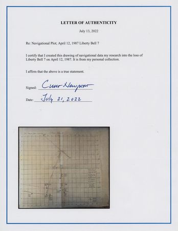 Lot #7012 Liberty Bell 7 Hand-Drawn Recovery Plotting Chart - From the Collection of Curt Newport - Image 2