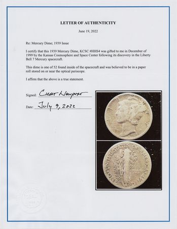 Lot #7006 Liberty Bell 7 Flown Mercury Dime - From the Collection of Curt Newport - Image 5
