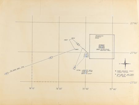 Lot #7016 Liberty Bell 7 Navigational Recovery Data Drawing - From the Collection of Curt Newport - Image 1