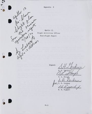 Lot #7387 Sy Liebergot's Apollo 13 Flight Plan and Post-Flight Report - Image 2