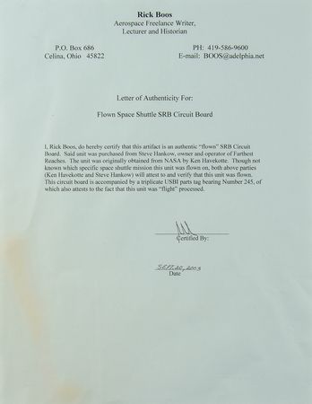 Lot #7636 Space Shuttle SRB Circuit Board (Attested to As Being Flown) - Image 5