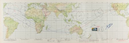Lot #7380 Fred Haise Signed Apollo 13 Earth Orbit Chart - Image 1