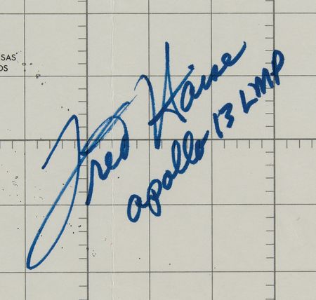 Lot #7380 Fred Haise Signed Apollo 13 Earth Orbit Chart - Image 2