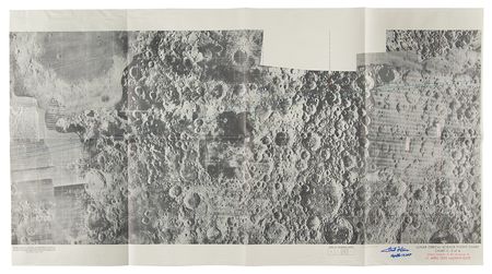 Lot #7381 Fred Haise Signed Lunar Orbital Science Flight Chart  - Image 1