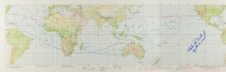 Lot #7521 Charlie Duke Signed Apollo 16 Earth Orbit Chart - Image 1