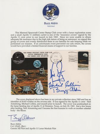 Lot #7265 Buzz Aldrin's Apollo 11 'Type 1' Insurance Cover - Image 1