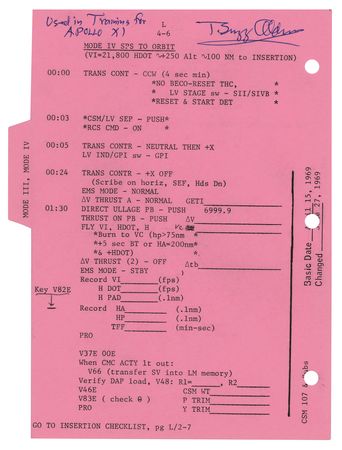 Lot #7271 Buzz Aldrin's Training-Used Apollo 11 Launch Operations Checklist - Image 1