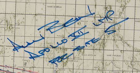Lot #7340 Alan Bean Signed Apollo 12 Lunar Orbit Chart - Image 2