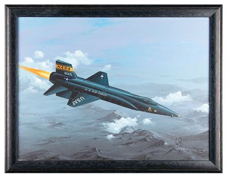 Lot #7284 Neil Armstrong Signed X-15 Painting by Raymond Waddey - Image 1