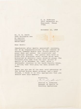 Lot #7326 Apollo 12 Flown Ablative Heat Shield Plug - Image 5