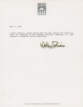 Lot #7186 Wally Schirra's Apollo 7 Flown Robbins Medallion - Image 3