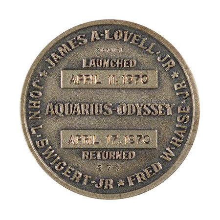 Lot #7346 Apollo 13 Flown Robbins Medallion (Attested as From the Collection of Buzz Aldrin) - Image 2