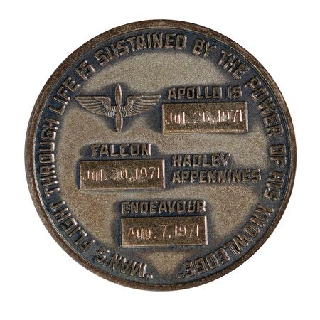 Lot #7436 Charles Conrad's Apollo 15 Flown Robbins Medallion - Image 2