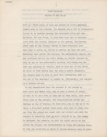 Lot #7038 Scott Carpenter Signed Souvenir Typescript - Image 2