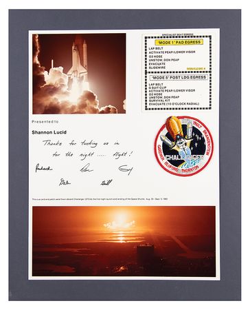 Lot #7626 Shannon Lucid's STS-8 Flown Cue Card and