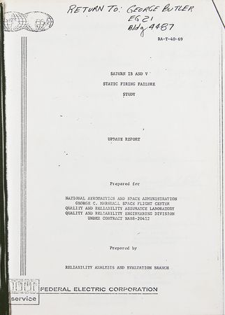Lot #7170 Saturn Rockets IB and V Static Firing Failure Study Manual - Image 1