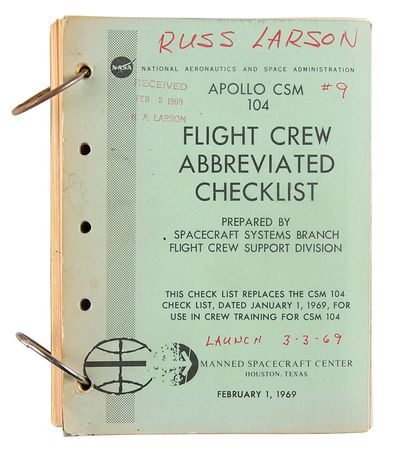 Lot #7234 Apollo 9 CSM Flight Crew Abbreviated Checklist - Image 1