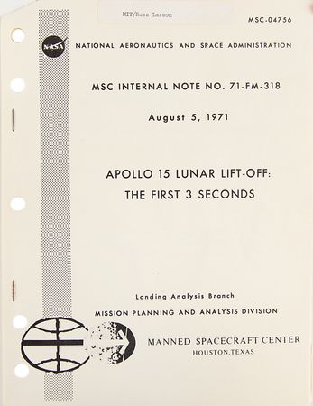 Lot #7447 Apollo 15 Lunar Lift-Off Analysis Report - Image 1