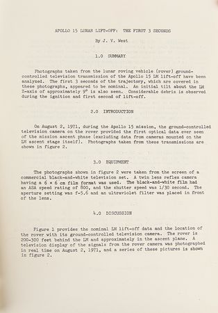Lot #7447 Apollo 15 Lunar Lift-Off Analysis Report - Image 2