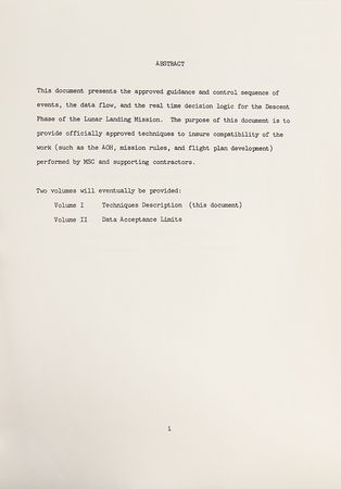 Lot #7142 Apollo Lunar Landing Mission Descent Phase Techniques Report Draft - Image 4