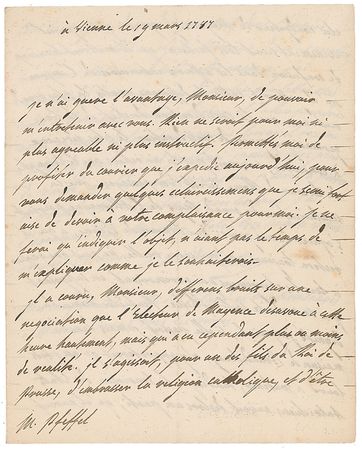 Lot #242 Emmanuel Marie Louis de Noailles Handwritten Letter Signed - Image 1