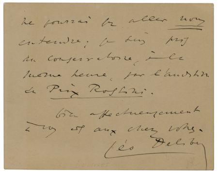 Lot #529 Leo Delibes Autograph Letter Signed - Image 1