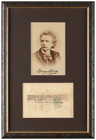 Lot #496 Edvard Grieg Signed Photograph with Musical Quotation - Image 1
