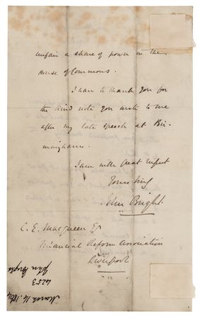 Lot #165 John Bright (2) Autograph Letters Signed - Image 2
