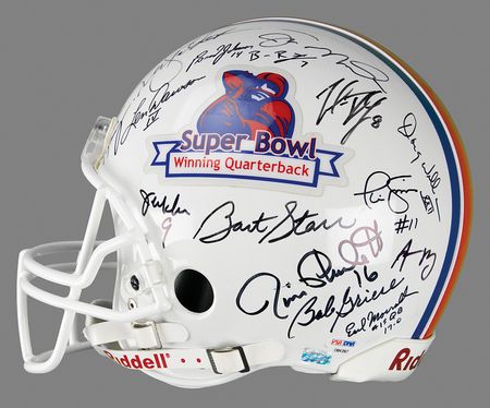 Lot #724 NFL Super Bowl Quarterbacks (29) Multi-Signed Football Helmet - Image 4