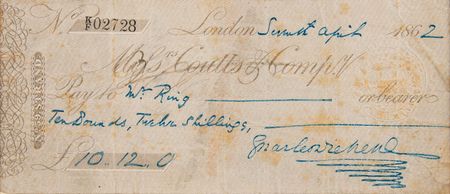Lot #435 Charles Dickens Signed Check - Image 2