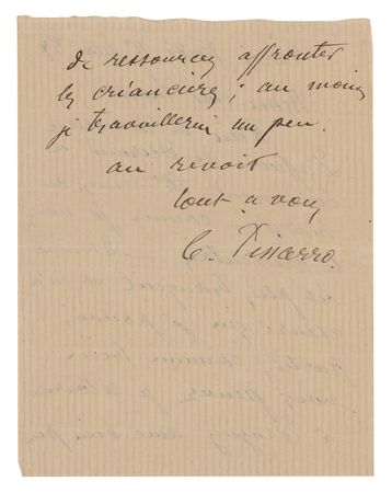 Lot #403 Camille Pissarro Autograph Letter Signed to Claude Monet - Image 2