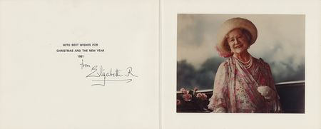 Lot #182 Elizabeth, Queen Mother Signed Christmas Card (1981) - Image 1