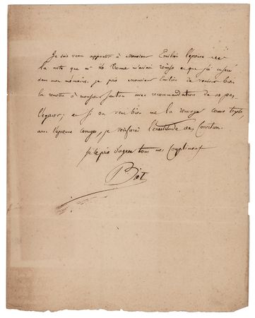 Lot #163 Jean-Baptiste Biot Autograph Letter Signed - Image 1