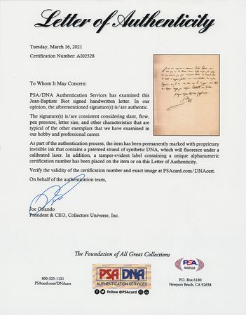 Lot #163 Jean-Baptiste Biot Autograph Letter Signed - Image 2