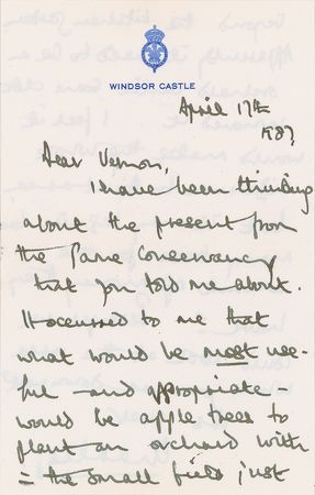 Lot #125 King Charles III: Charles considers Windsor Castle's landscape: 