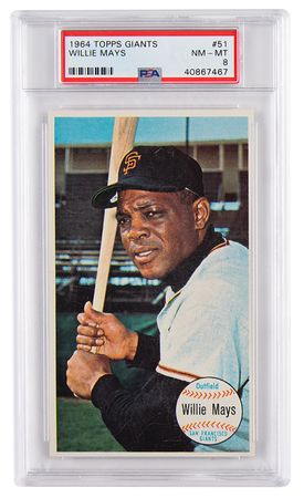 Lot #725 1964 Topps Giants #51 Willie Mays PSA NM-MT 8 Sports Card - Image 1