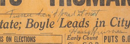 Lot #12 Harry S. Truman and Thomas E. Dewey Signed Newspaper - Image 2