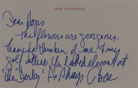 Lot #675 Jack Nicholson: Nicholson writes to Hopper—
