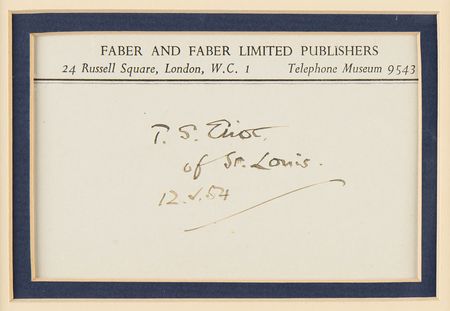Lot #453 T. S. Eliot Signature - Image 1