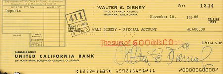 Lot #422 Walt Disney Signed Check - Image 2